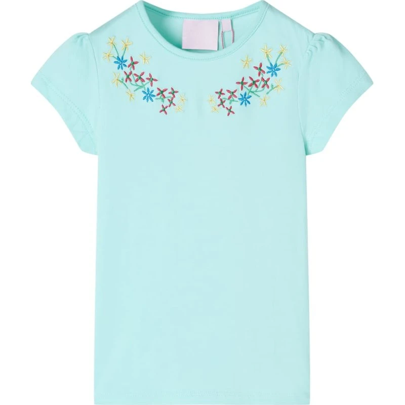 T-shirt til børn str. 128 i akvamarin