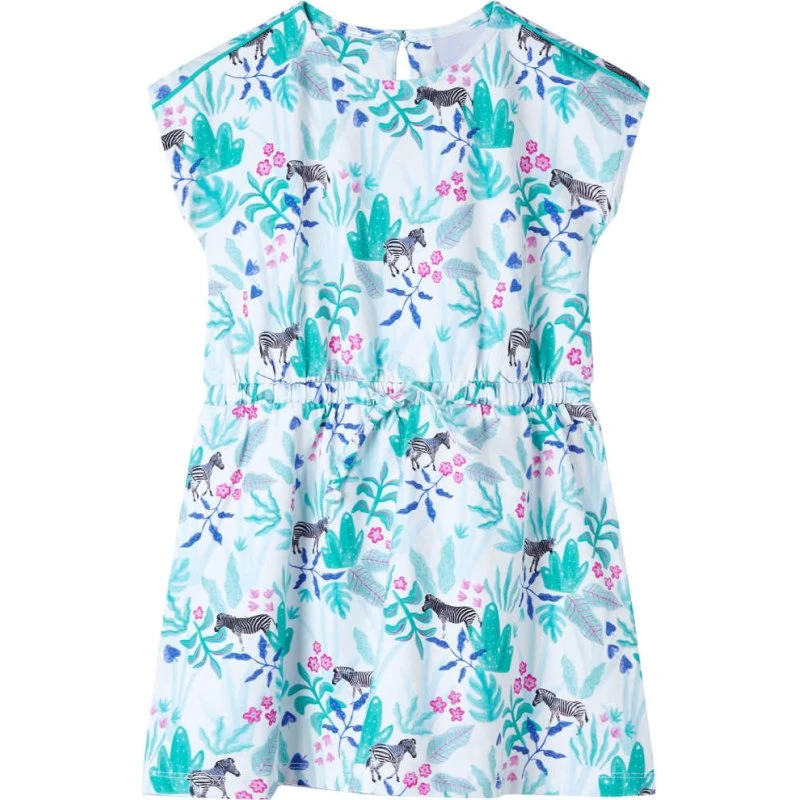 Børnekjole str. 104 – ecru og mørk mint