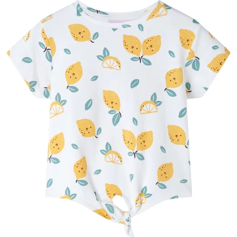 Børne-T-shirt str. 104 ecru med bundet kant