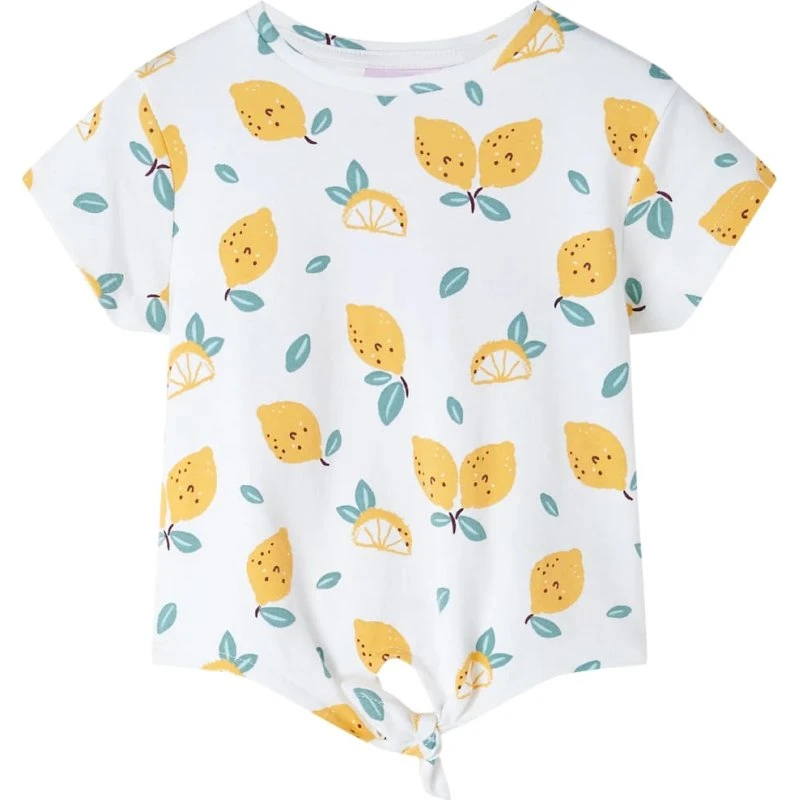 Børne T-shirt str. 140 ecru – kort ærme, rund hals