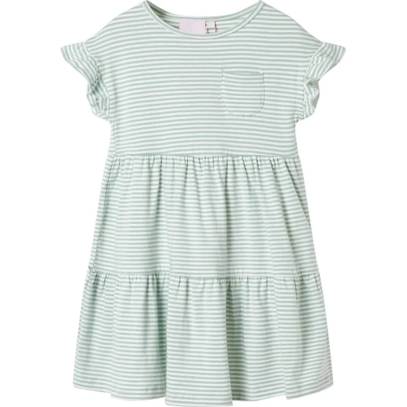 Børnekjole str. 140 i mintgrøn med flæseærmer