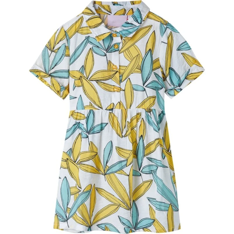 Ecru kortærmet kjole til børn str. 104