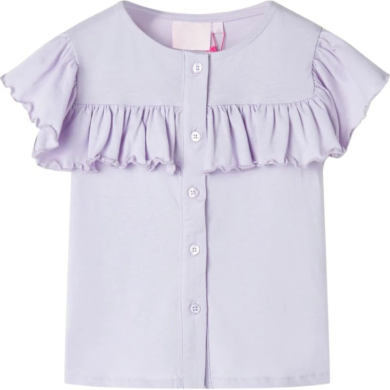 Lilla T-shirt til børn str. 104 - kort ærme, flæser