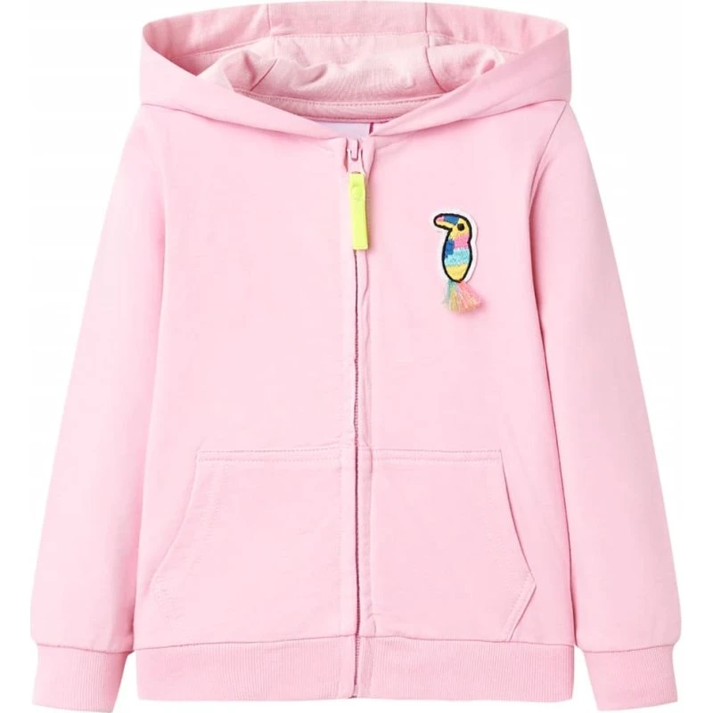 Børne-hættetrøje med lynlås str. 92 – lyserød