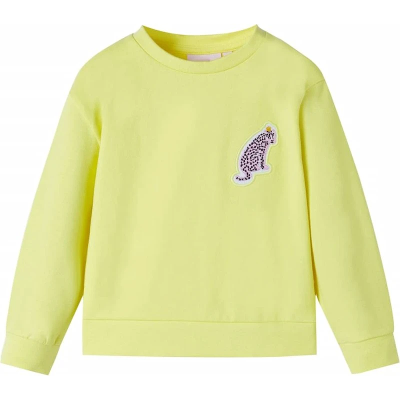 Børne-sweatshirt str. 104 – Gul, rund hals