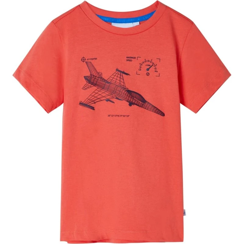 Rød T-shirt til børn str. 140 med jetjager-print