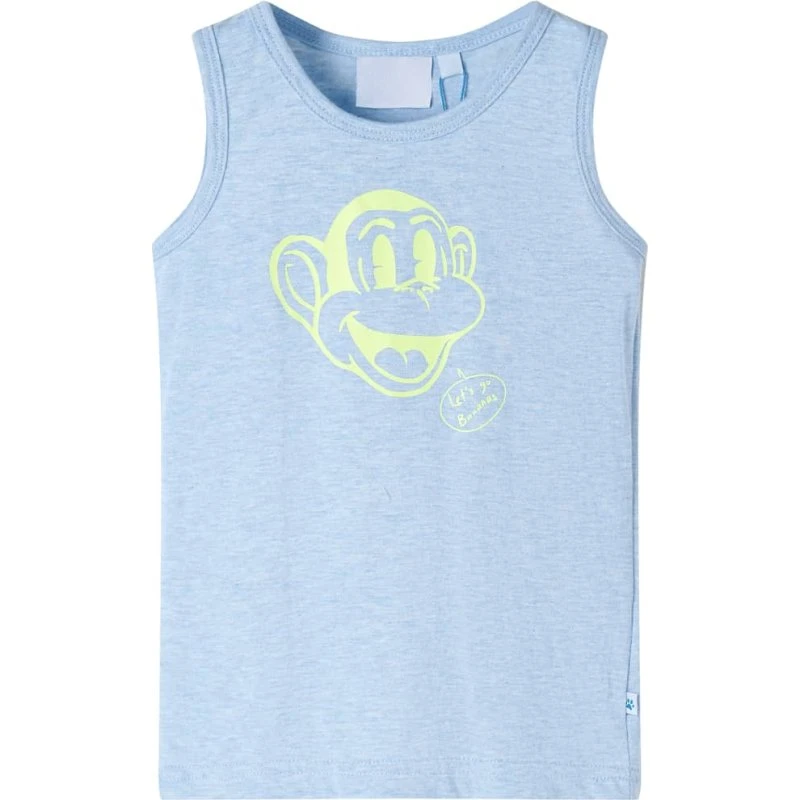Tanktop til børn, blåmeleret str. 104 – Abehoved