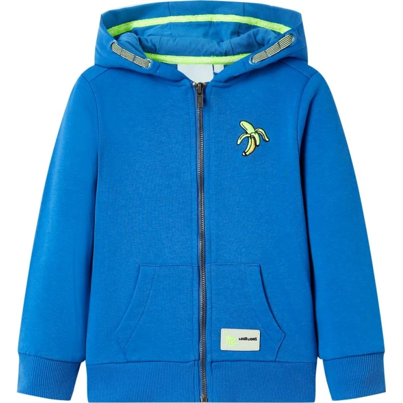 Børne-hoodie med lynlås blå - str. 92