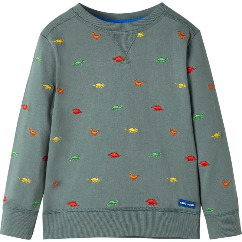 Kakifarvet sweatshirt til børn, str. 116