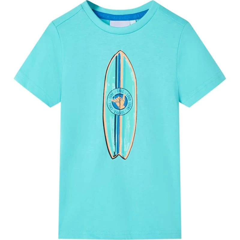 Kortærmet Børne-T-shirt str.116 – akvamarinblå