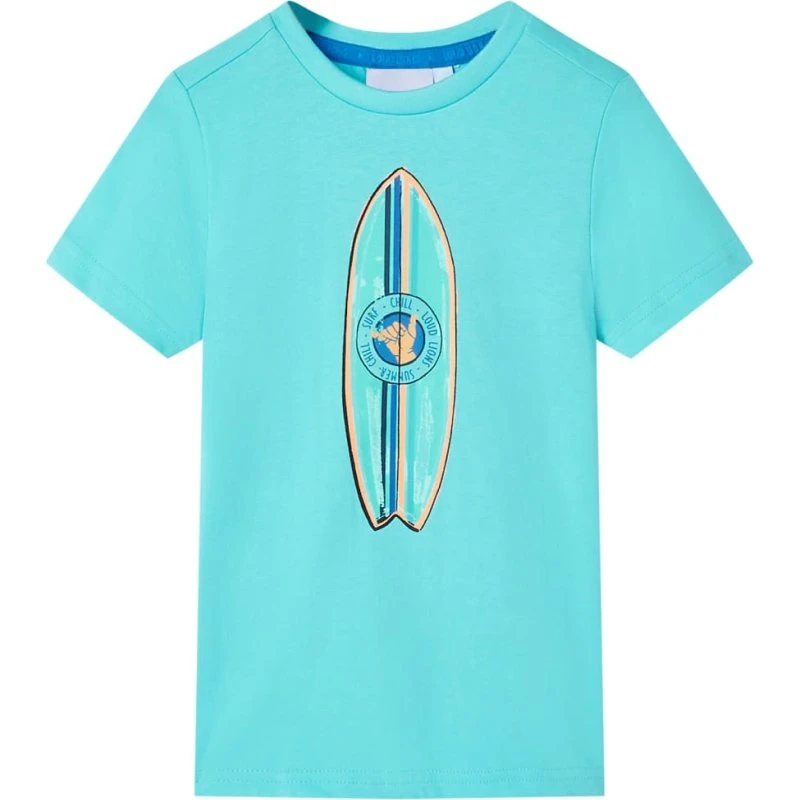 Børne T-shirt kortærmet str. 140 – Akvamarinblå