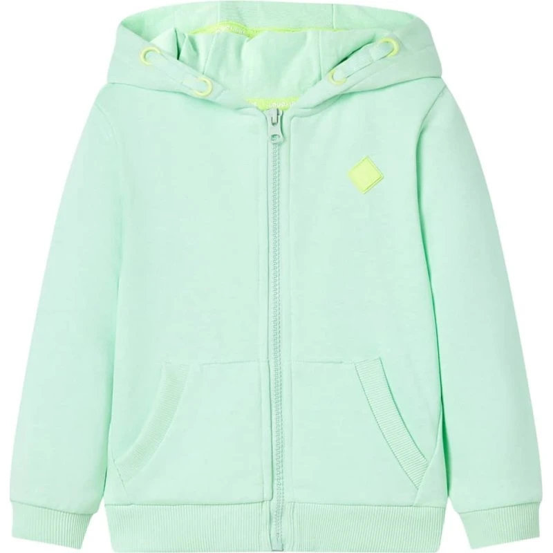 Hættetrøje til børn str. 92 - Lysegrøn med lynlås
