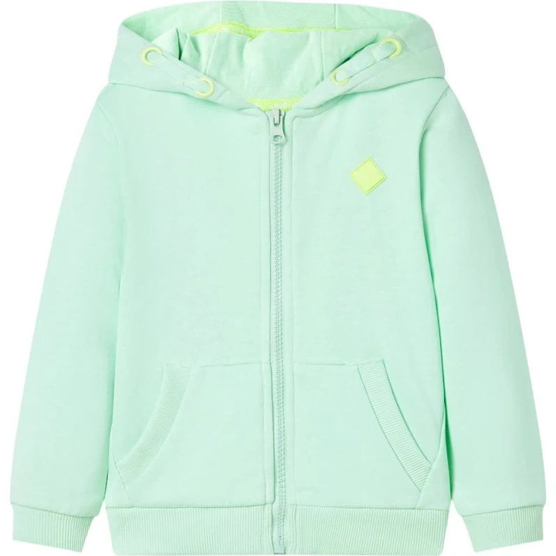 Hættetrøje børn str. 104 med lynlås - lysegrøn