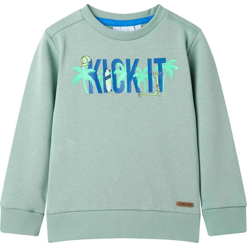 Børne-sweatshirt str. 140 – lys kakifarve