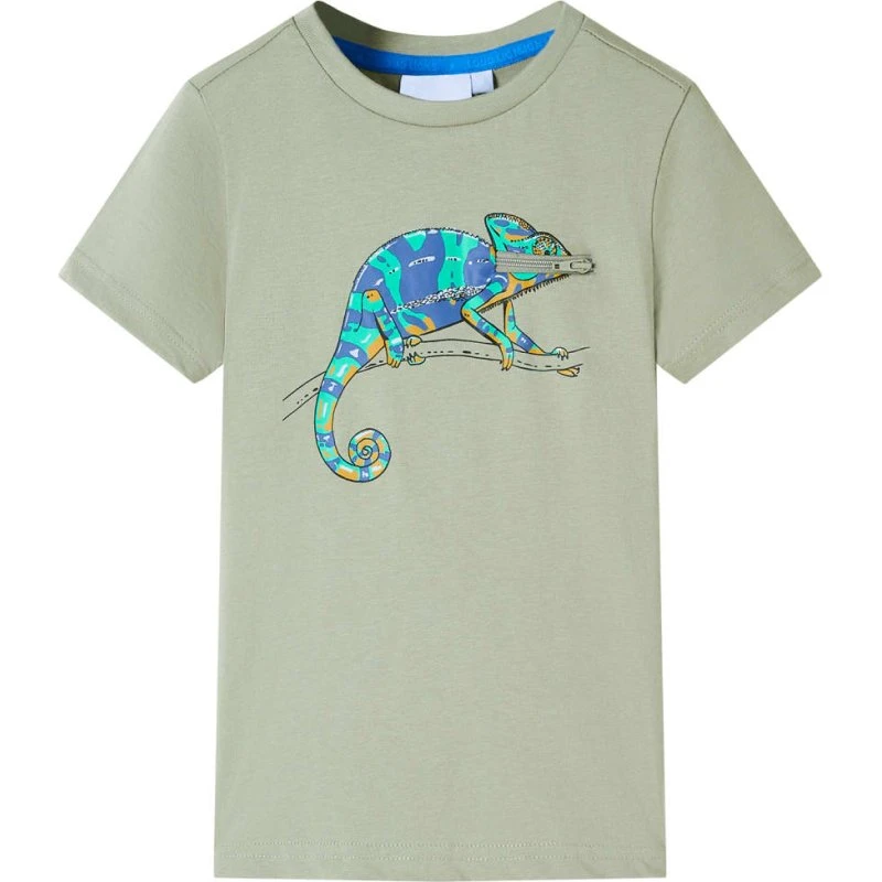 Kortærmet T-shirt børn str.104 lys kakifarve