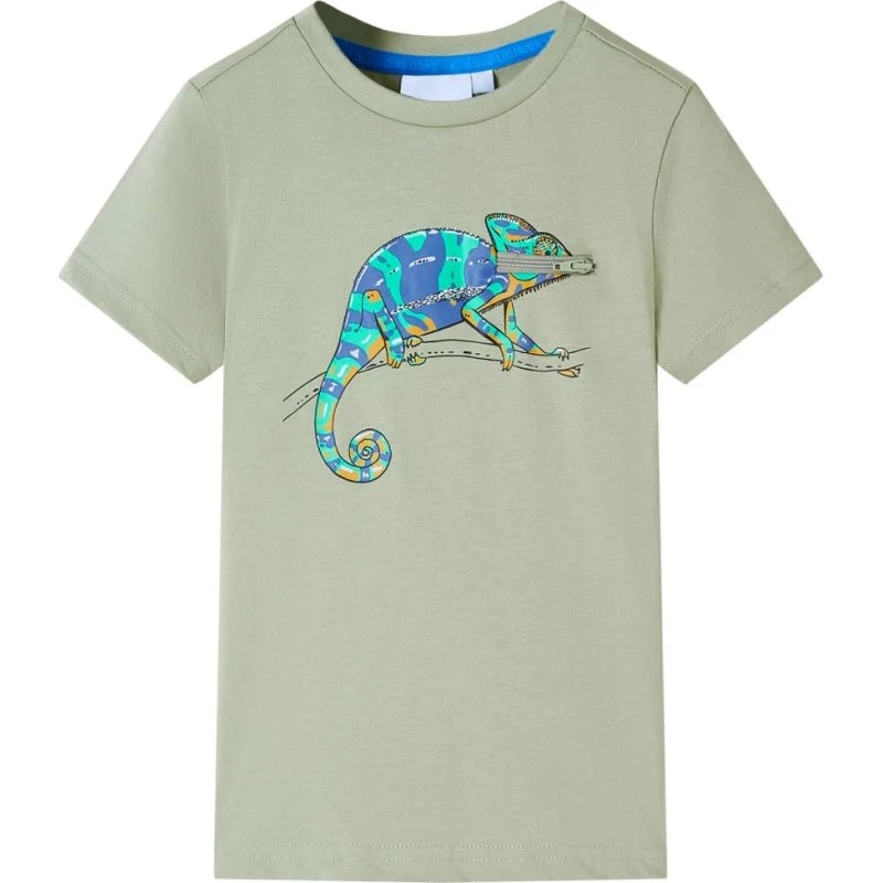 Børne T-shirt kortærmet str. 116 – lys kakifarve