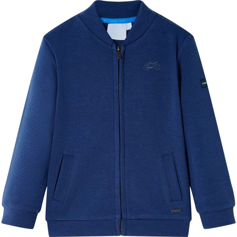 Børnesweatshirt med lynlås str. 92 – Marineblå