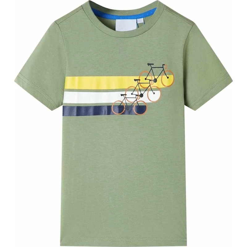 Kortærmet børne-T-shirt str.128 – lys kakifarve