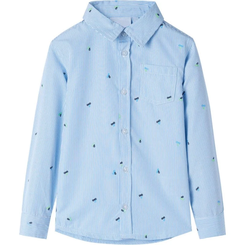 Langærmet skjorte til børn str. 128 – lyseblå