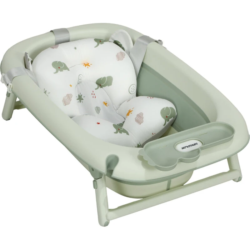 Baby Foldbart badekar 86×53×25,5 cm, grøn med elefanthynde