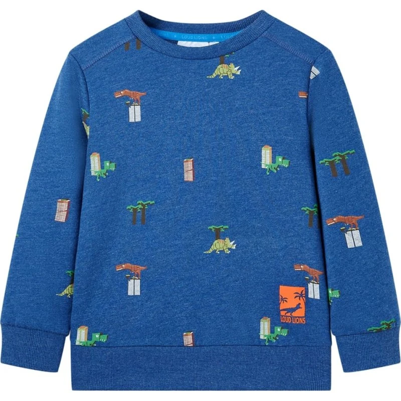 Børnesweatshirt mørk blåmeleret str. 128