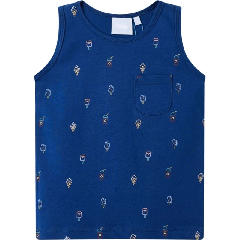 Tanktop børn str. 128 mørkeblå - 100% bomuld