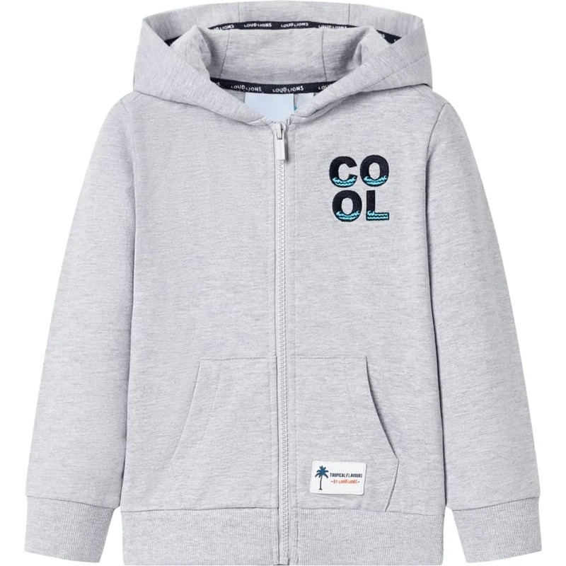 Hættetrøje til børn med lynlås str. 92 - Grå