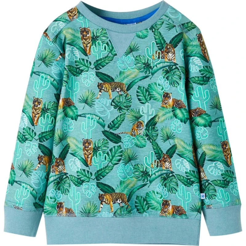 Børnesweatshirt str. 92 med hundeprint - lysegrøn