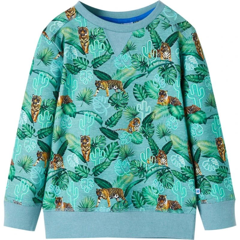 Børne-sweatshirt str. 116 – lys grønmeleret