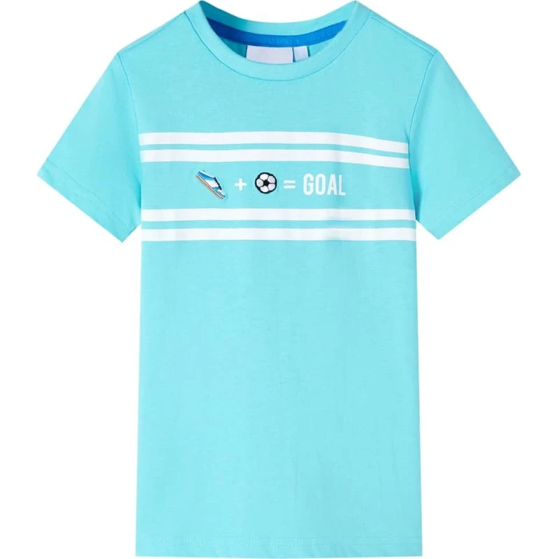 Børne T-shirt str. 116 – akvamarinblå