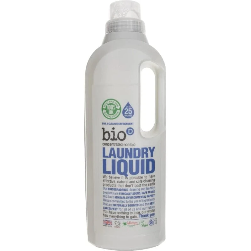 Bio-D Vasketøjsvæske Non-Bio uden parfume, 1 L