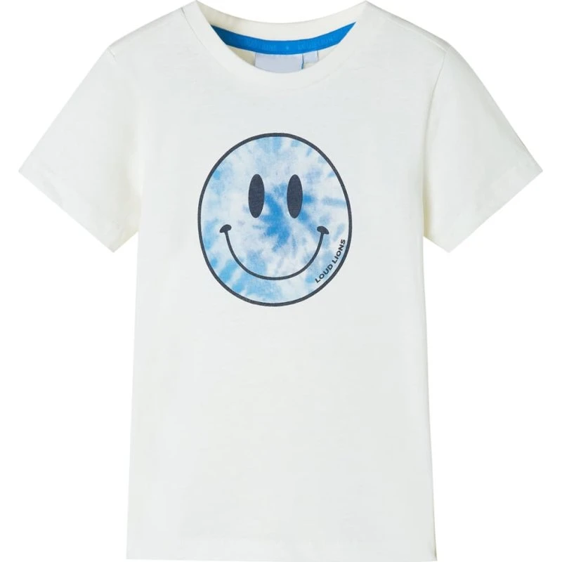 Børne T-shirt str. 140 ecru med print