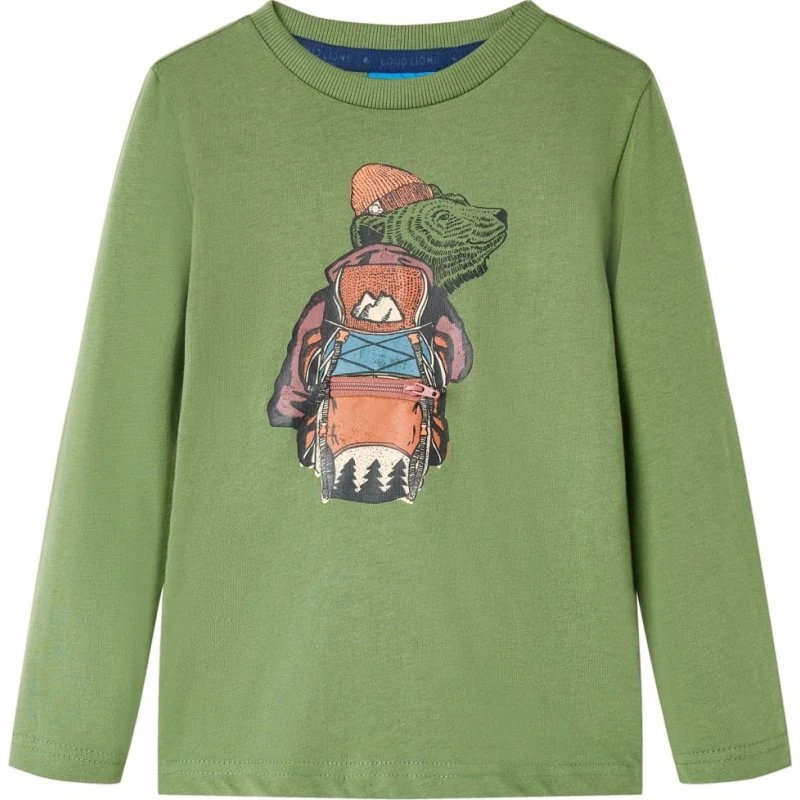 Langærmet T-shirt til børn str. 140 – lys kakifarve