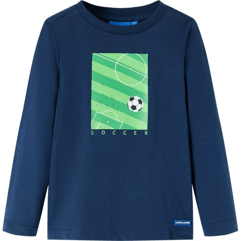 Langærmet T-shirt børn str.128 - Marineblå