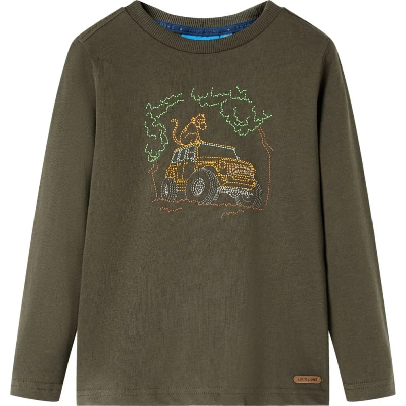 Langærmet T-shirt børn kakifarvet - str. 116