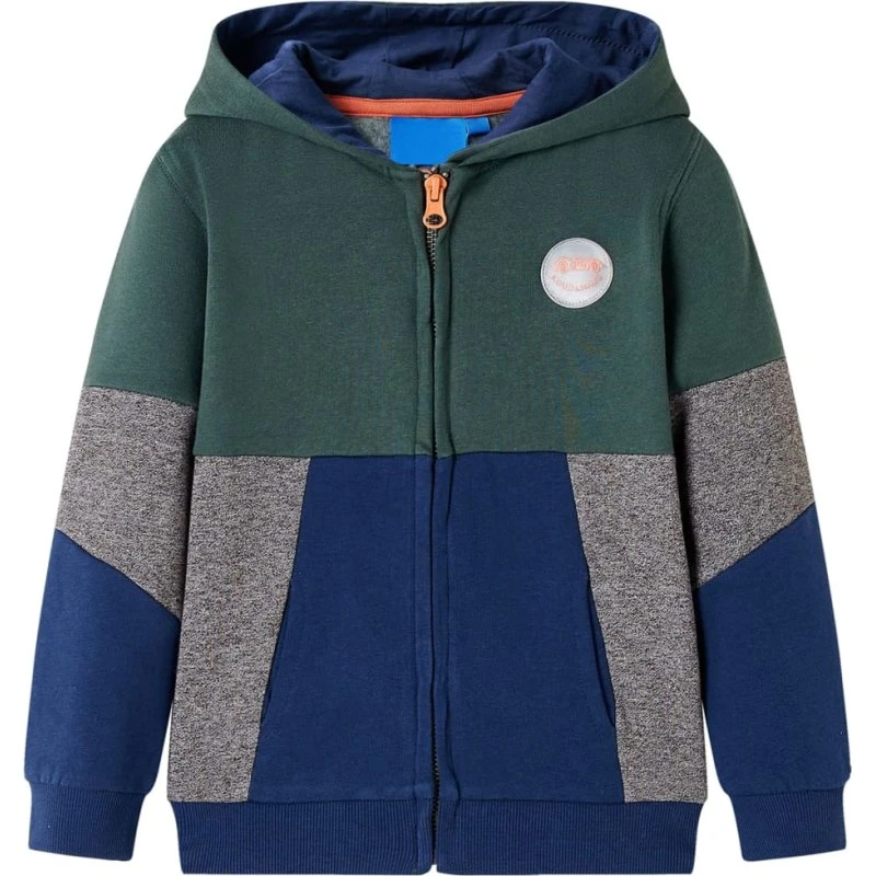 Børne-hættetrøje med lynlås, mørkegrøn str. 92