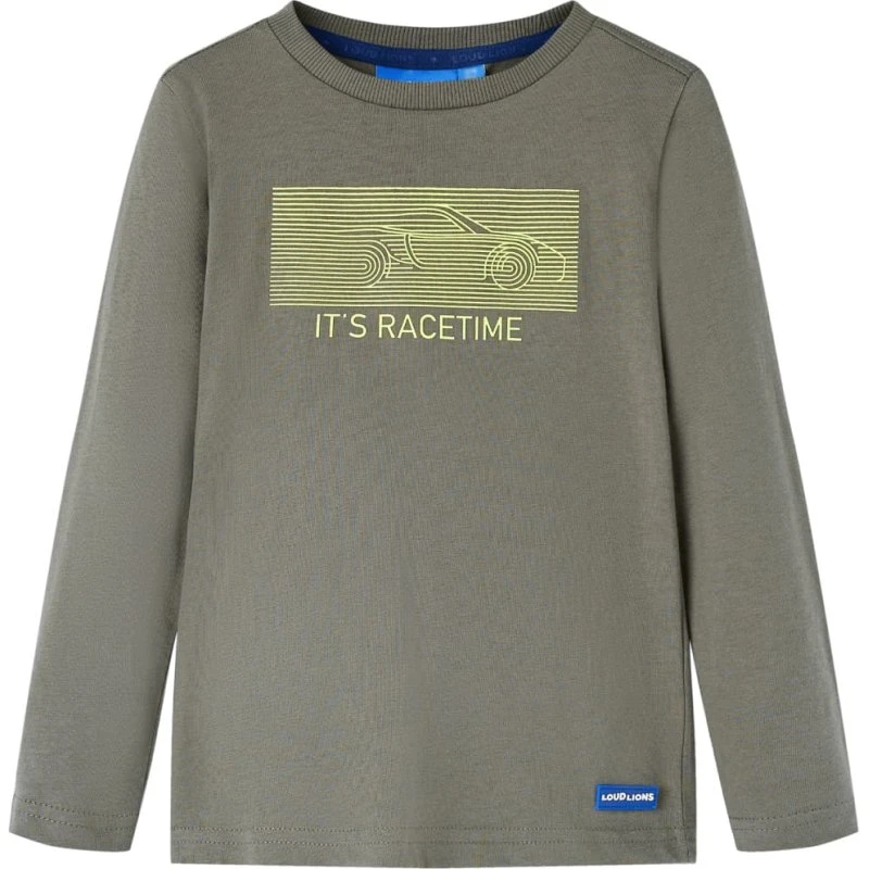Langærmet T-shirt til børn str. 92 - kakifarvet