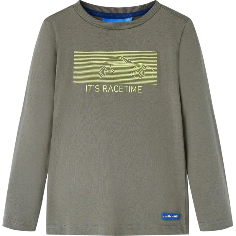 Langærmet T-shirt til børn str. 116 - kakifarvet