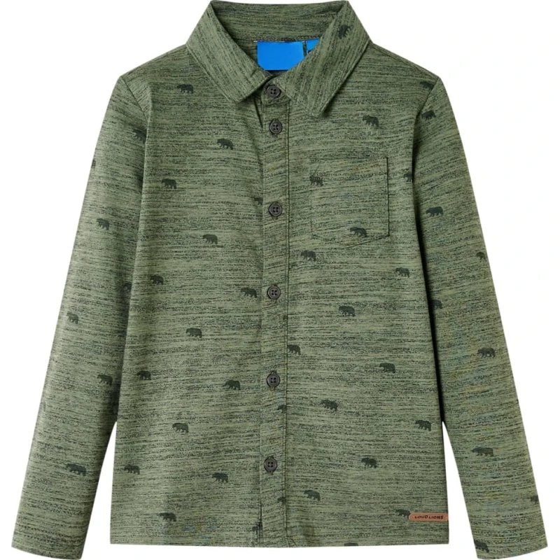 Kakimeleret langærmet skjorte til børn str.140