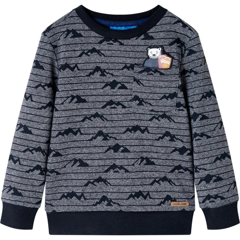 Børnesweatshirt blåmeleret str. 140