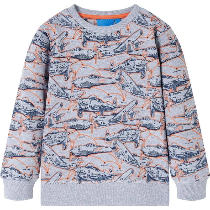 Gråmeleret sweatshirt børn str. 140