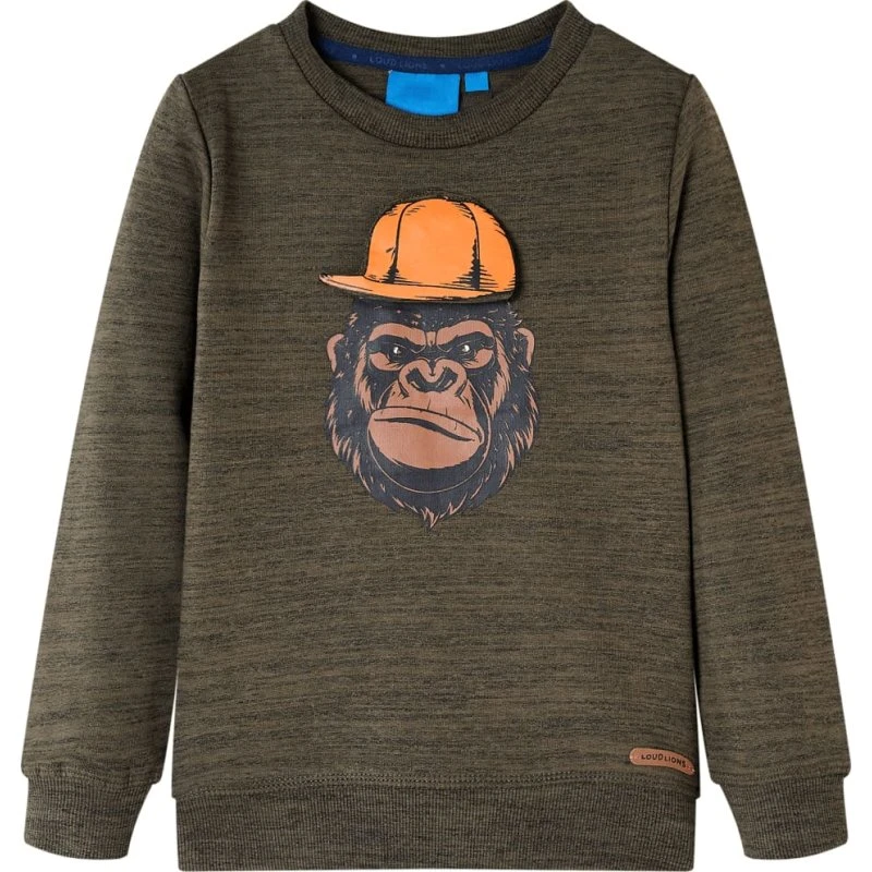 Sweatshirt børn kakimeleret str.116