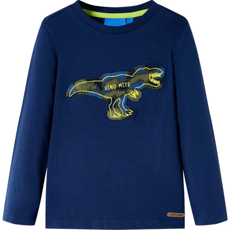Langærmet T-shirt børn str. 104 – Marineblå
