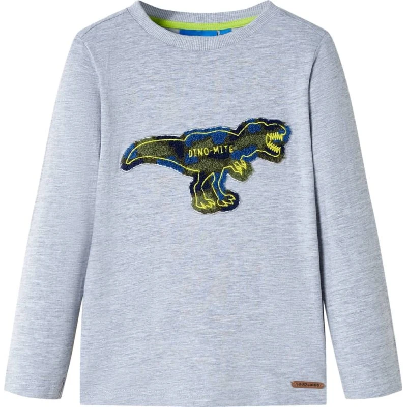 Langærmet T-shirt børn str. 116 - gråmeleret