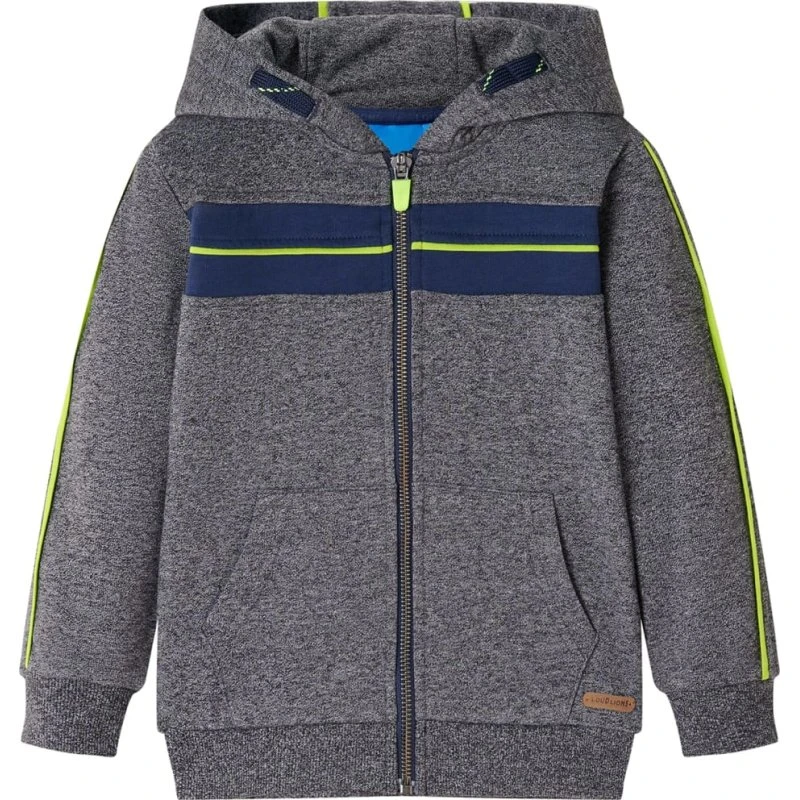 Børne-hættetrøje med lynlås gråmeleret, str. 92