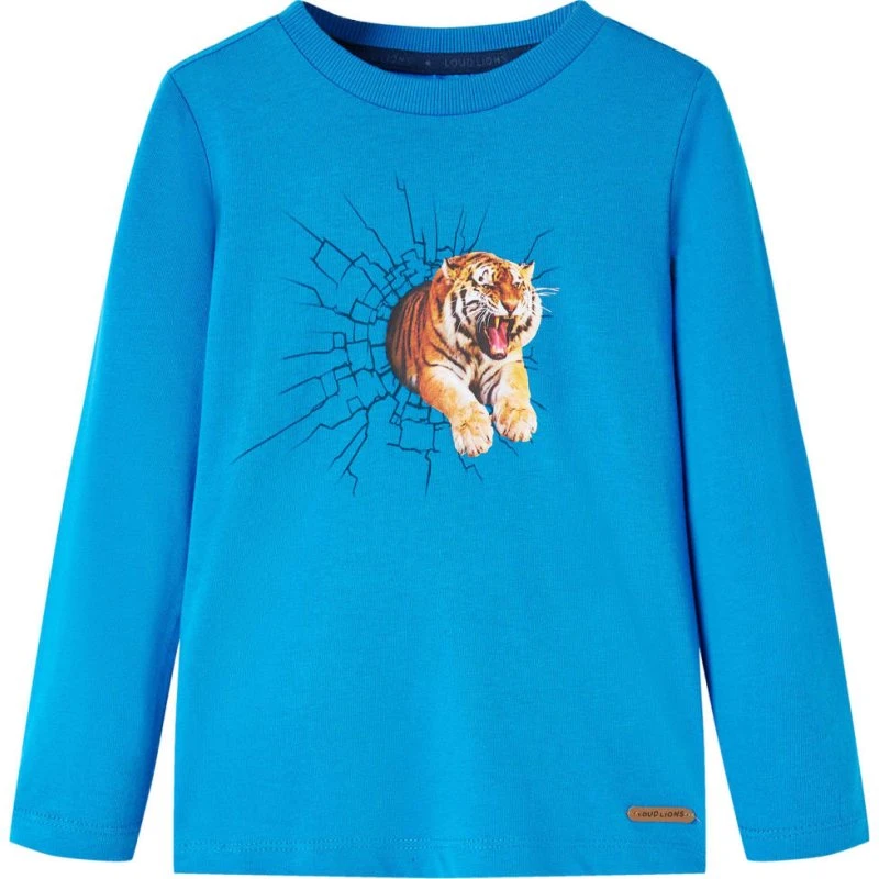 Langærmet T-shirt børn str. 104 – Koboltblå