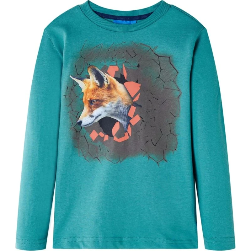 Langærmet T-shirt til børn, str. 140 – Akvamarin