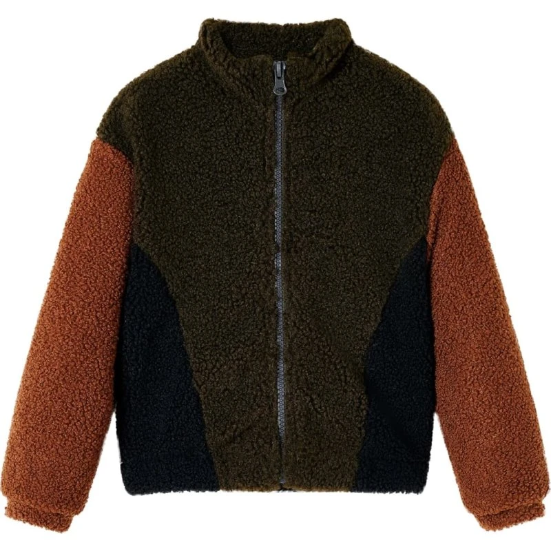 Børnejakke str. 104 - Patchwork, lynlås & ståkrave