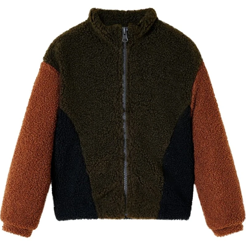 Børnejakke str. 140 – Farverig patchwork & lynlås