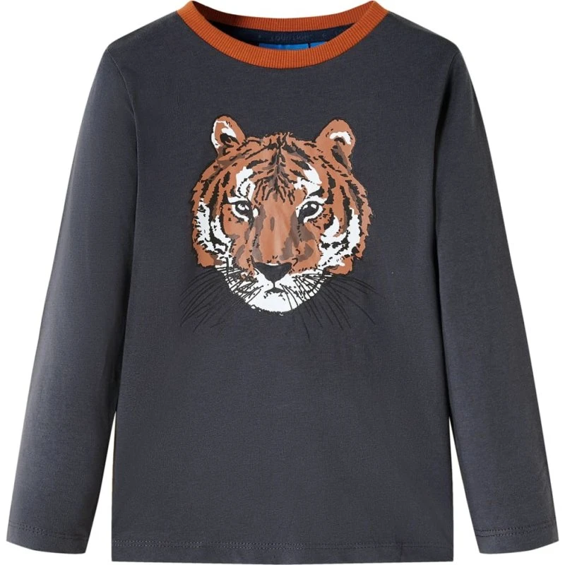Langærmet T-shirt børn str. 92 - Antracitgrå